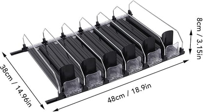 Drink Organizer for Fridge, Soda Can Dispenser for Refrigerator, Black Pushing Drink Organizer, Drink Dispenser for Beer Pop Can Water Bottle Dispenser (38cm)