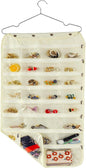 ass Organizer Storage, Dual-sided Hanging Sunglasses Holder Wall with 16 Pockets Jewelry Organizer and 16 Hooks Necklace Holder Organizer - Beige