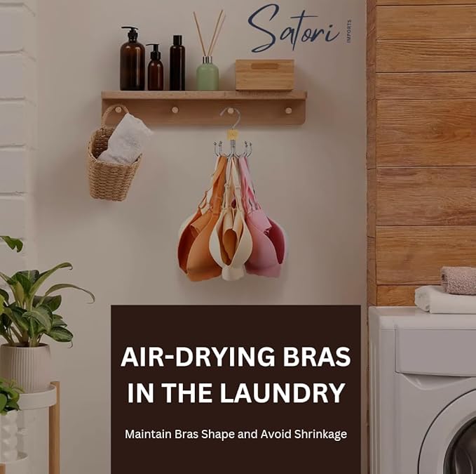 2 Pack, Rotating Belt Hanger Organizer for Closet, 12 Hooks Storage, Space Saving for Accessories, Bra, Tank Top, Tie, Scarf, Purse, Natural Wood and Metal