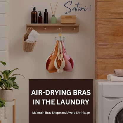 2 Pack, Rotating Belt Hanger Organizer for Closet, 12 Hooks Storage, Space Saving for Accessories, Bra, Tank Top, Tie, Scarf, Purse, Natural Wood and Metal