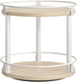 YATINEY Lazy Susan Organizer, Rotating Spice Rack, 2 Tier Spice Turntable Organizer, Industrial Turntable Spice Holder, for Kitchen Countertop, Compact and Versatile, White and Light Oak SR22WG