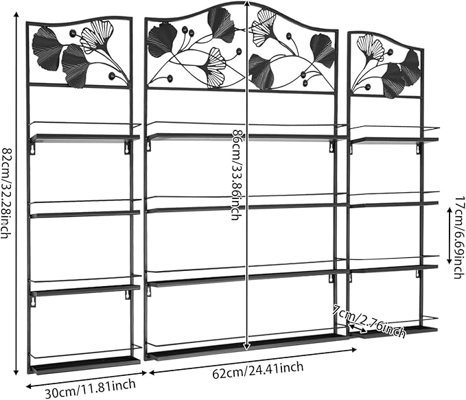 4 Tier Wall-Mounted Nail Polish Storage Racks 3PCS Metal Nail Polish Organizer Shelf for Wall Cosmetic Display Cases Perfume Lipstick Display Stand for Home Spa Nail Salon