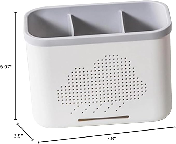 Kitchen Utensil Holder with Drainage Design, Plastic Cutlery Caddy for Countertop and Drawer Organization, Space Saving Cooking Tool Storage