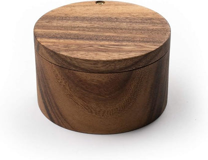 Wooden Salt Box for Kitchen or Dining Table Spice and Herb Container | Single Compartment for Salt & Pepper, Spices Rack, Herbs (size: 3.75 x 3.8 in and Color: Wall nut)