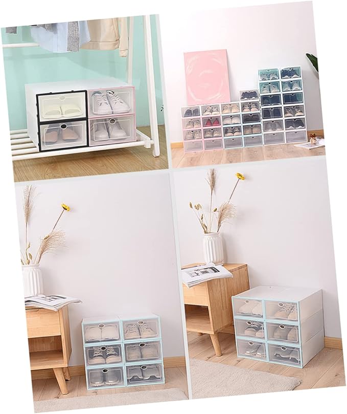 Alipis 6pcs Plastic Shoes Storage Boxes Thickened Shoe Boxes Organizing Containers for Women Easy to Find Without Opening
