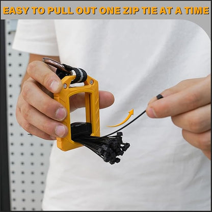 Melotough Zip Tie Organizer Band,Zip Tie Holder,Reusable,Cable Tie Bracket for Multi-Purpose Indoor and Outdoor Use,Yellow,1Pcs
