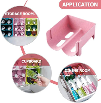 Luxshiny 3pcs Stackable Plastic Beer Organizer Rack Stylish Beverage Can Holder for Refrigerator Soda Can Dispenser for Fridge Efficient Storage for Home Bar and Restaurant