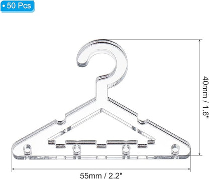 PATIKIL 50pcs Clothes Hanger Earring Holder, Mini Acrylic Coat Hangers Earring Hangers Hanger Rack for Earring Holder Organizer Stand Studs, Silver Tone