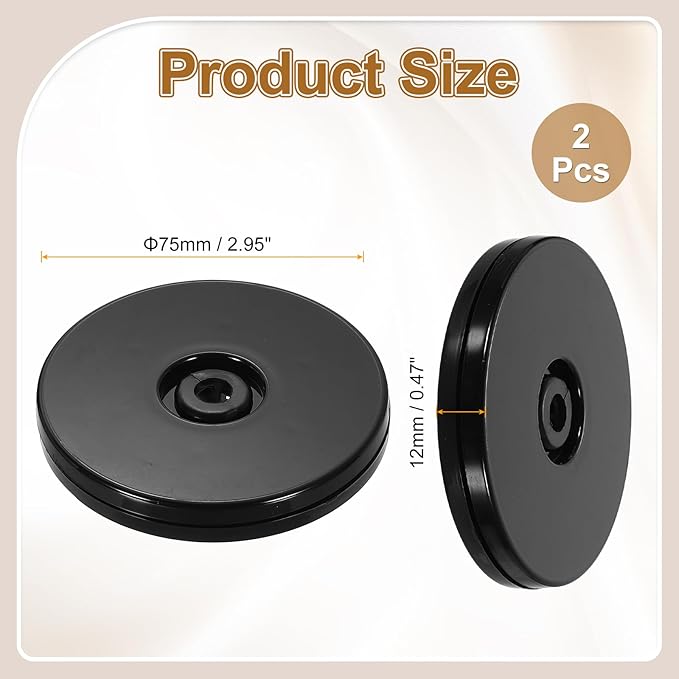 uxcell 2Pack Acrylic Lazy Susan Turntable, 3" Spinner Lazy Susan Turntable Organizer, Acrylic Ball Bearing Rotating Tray for Pantry Spice Rack Decorating, Black