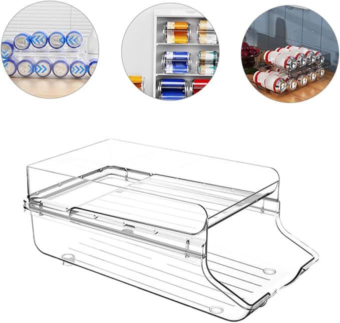 Garneck Automatic Rolling Beverage Can Dispenser Fridge Soda Rack Easy Access Drink Organizer