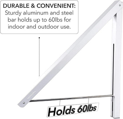 Single Foldable Clothing Rack, Wall-Mounted Retractable Clothes Hanger for Laundry Dryer Room, Hanging Drying Rod, Small Collapsible Folding Garment Racks, Dorm Accessories (White)