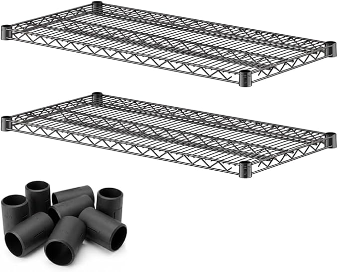 2 Pack Black Additional Wire Shelf for 18" x 36" Shelving Units, Replacement Shelves for Wire Rack
