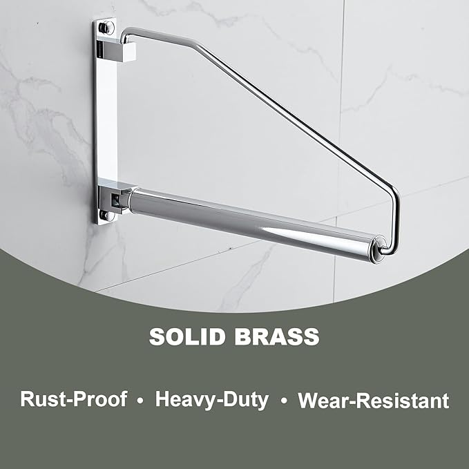 NEWRAIN Laundry Hanger, Wall Mounted Clothes Hanger with Swing Arm Holder Brass Hanging Drying Rack Space Saver,Chrome