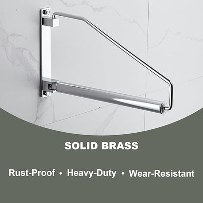 NEWRAIN Laundry Hanger, Wall Mounted Clothes Hanger with Swing Arm Holder Brass Hanging Drying Rack Space Saver,Chrome