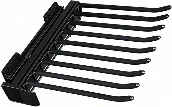Pull Out Pants Rack, 9 Arms Aluminum Alloy Slid Pant Rack, Closet Pants Organizer Load 51lbs Pull Out Trousers Rack Sizes L 17.7in h 5.5 in w 13.4in (Left-Side Installation)