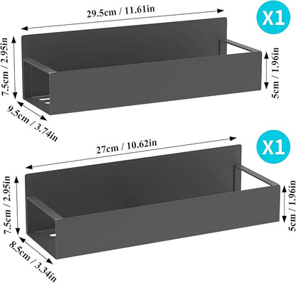HuggieGems 2 Pack Magnetic Spice Storage Rack Organizer for Refrigerator and Oven, Dark Gray Fridge Organizers and Storage