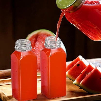 Leaflai Juice Bottles - 8oz Bottles with Lids, 12 pcs Plastic Juice Containers with Caps Reusable Drink Containers for Juice Milk Coffee Water Smoothie and Other Beverages,Christmas gift