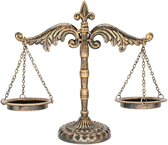 Owlgift Vintage Style Metal Libra Jewelry Display, Scale Tray Cosmetic Organizer, Jewelry Storage, Unique Centerpiece Stand – Bronze