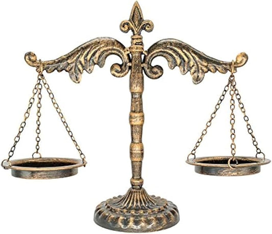 Owlgift Vintage Style Metal Libra Jewelry Display, Scale Tray Cosmetic Organizer, Jewelry Storage, Unique Centerpiece Stand – Bronze