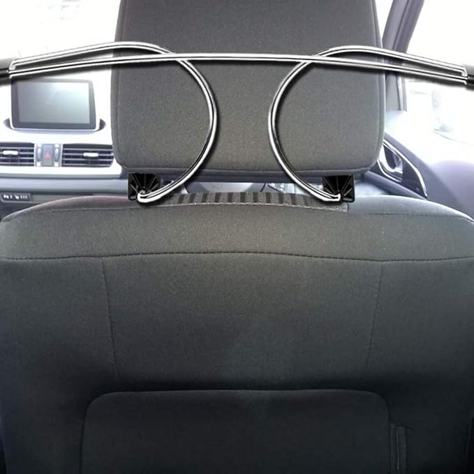 Car Coat Hanger for Headrest, Car Seat Clothes Holder for Suit Jacket Coat, Vehicle Backrest Organizer, Universal Fit Headrest Hanger for Car (Black)