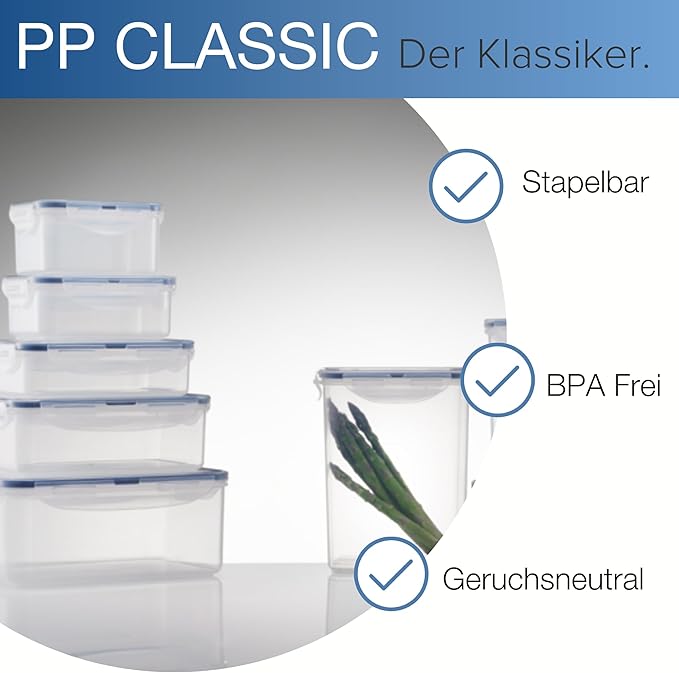 LOCK & LOCK Easy Essentials Food Storage lids/Airtight containers, BPA Free, Rectangle-37 oz-for Pasta, Clear