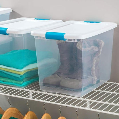 Sterilite 12 Pack 15-Quart & 6 Pack 25-Quart Storage Bins, Stackable Clear Plastic Totes w/ Latch Lids