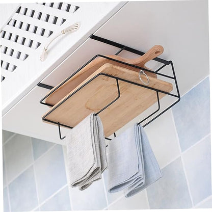 Happyyami 2Pcs Over Cabinet Door Organizer Set Inside Cabinet Storage Rack Towel Bar Iron Material Space-Saving Design for Kitchen and Pantry