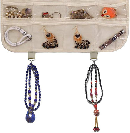 BB Brotrade Hanging Jewelry Organizer,32 Clear PVC Pockets Wall Jewelry Storage with 2 Metal Hooks for Holding Jewelries