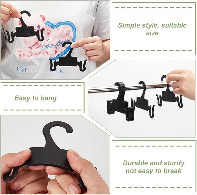 AHANDMAKER 10Pcs Plastic Sandal Hangers, 4.4x3.7Inch Black Slipper Holder, Shoe Rack for Flip Flops, Small Shoe Hooks Hanging Rack, Shoe Clothes Scarf Holders, Retail Beach Shop Display Home Storage