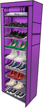 9-Tier Shoe Rack Organizer with Fabric Cover, 27 Pairs Free Standing Shoe Storage for Closet, Entryway, Dorm, Garage, Purple
