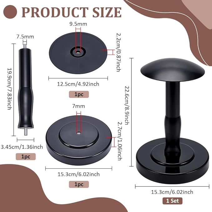 PH PandaHall 1 Set Hat Rack Stand, Black Hat Display Stand 6x8.9inch Cap Holder Stands Closet Hats Organizer for Baseball Caps Hats Cowboy Hat Closet Display Closets Shelve Home Decor