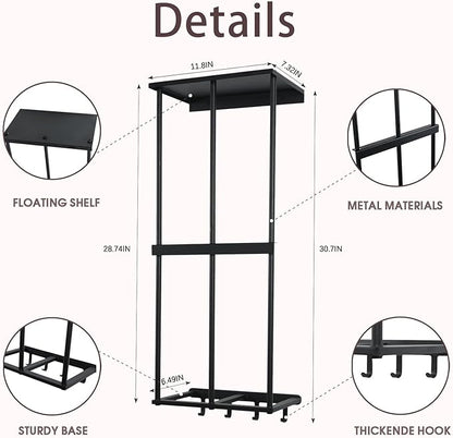Camping Chair Rack for Garage Storage, Metal Camping Chair Storage Wall Mount Beach Chair Umbrella Storage Holder with 4 Hooks for Garage Organizer
