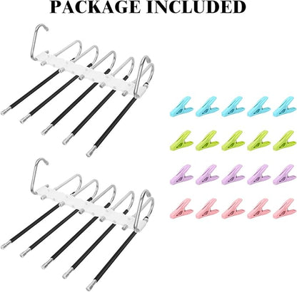 SANLIKE 2 Pack 5 Layers Pants Hangers Space-Saving Stainless Steel Closet Hangers 20pcs Fixed Clips Non-Slip Multi-Functional Pants Rack Two Hanging Modes for Trousers Jeans Leggings Scarf Skirts