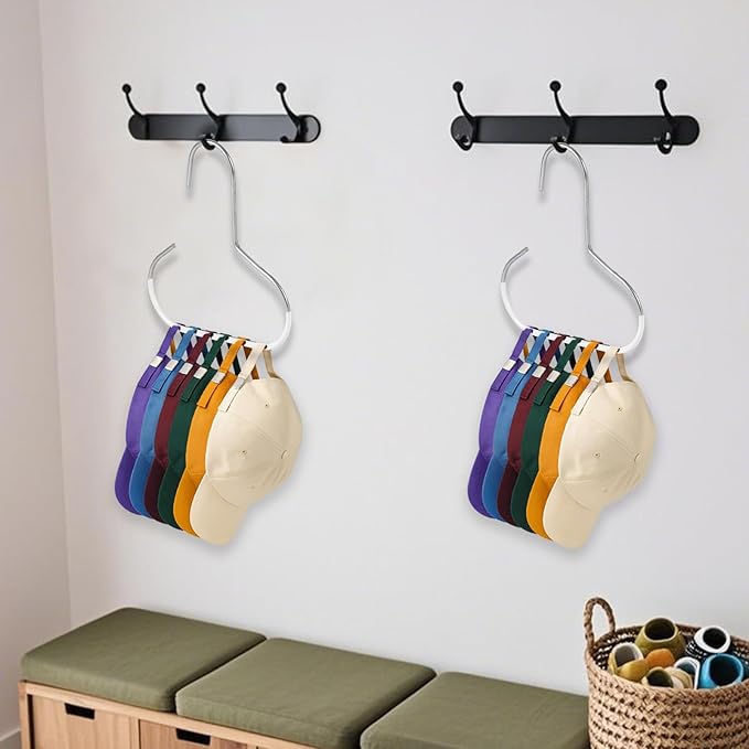 lasuroa 4pcs Hat Organizers, Durable Anti-Slip Baseball Hat Storage Hanger Practical Closet Accessories Suitable for Beanie Belt Tie Scarves Purse (White)