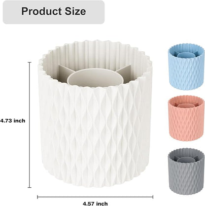 Makeup Brush Holder Organizer-360° Rotating Makeup Brush Storage,Pencil Pen Holder Cup,Desk Accessories,5 Slot Make up Brushes Cup, for Vanity Desktop Bathroom Countertop (White)