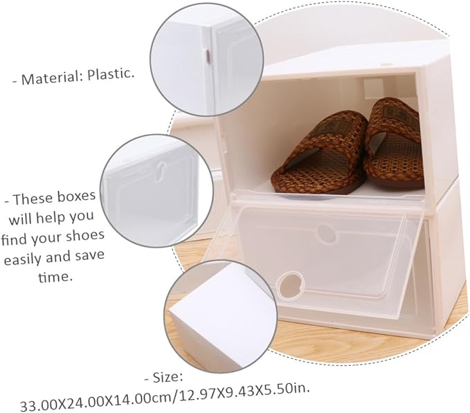 6pcs Transparent Stackable Shoe Boxes Drawer Type Superimposed Shoes Container Space-saving Plastic Organizer for Men