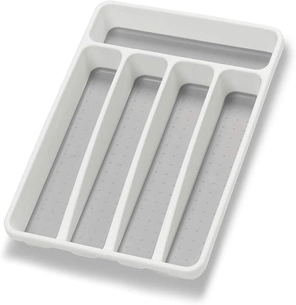 Loyareal Silverware Organizer Utenisl Organizer Holder Kitchen Drawer Organizer Plastic Silverware Tray for Drawer Flatware Organizer 5 Compartment White