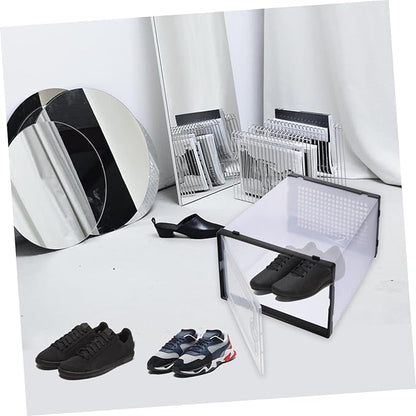 2pcs Stackable Shoe Box Storage Plastic Shoes Organizer Drawer-style Cases Style