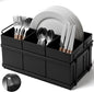 Utensil Holder Mesh Drainage Holes, 4pcs Bins Set Countertop Utensil Holder for Plate, Spoons, Forks and Knives, Cutlery Organizer Suitable for Party, Kitchen Countere, Balck