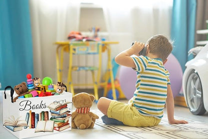 Sanjiaofeng Rectangular Kids Basket Book Storage Bins,Boys and Girls Storage Basket with Handles.Clothers,Toys,Books,Kid's Gifts Bins. (Book)