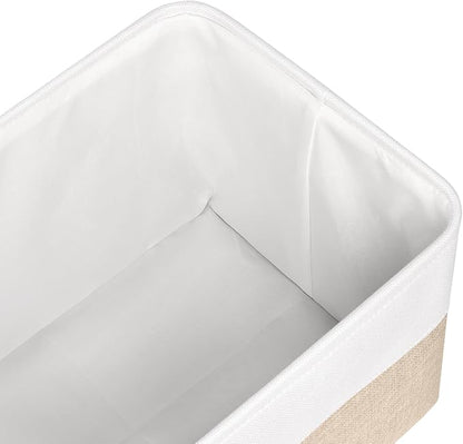 Foldable Storage Bin Collapsible Fabric Storage Basket Cube with Durable Handles Closet Organizer Bins for Organizing Shelves Drawers, Set of 3, 17" x 11.8" x 9.8", Beige