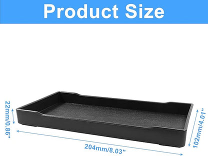 Jiozermi 3Pcs 8.03" Countertop & Bathroom Vanity Tray, Plastic Rectangular Soap Tray for Lotion Bottles, Perfume, Jewelry, Candle, Key Ring (Black)