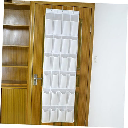 MAGICLULU 24pcs Hanging Organizer Bag for Shoes Keys and Sundries Cloth Storage for Home Practical over Door Design White