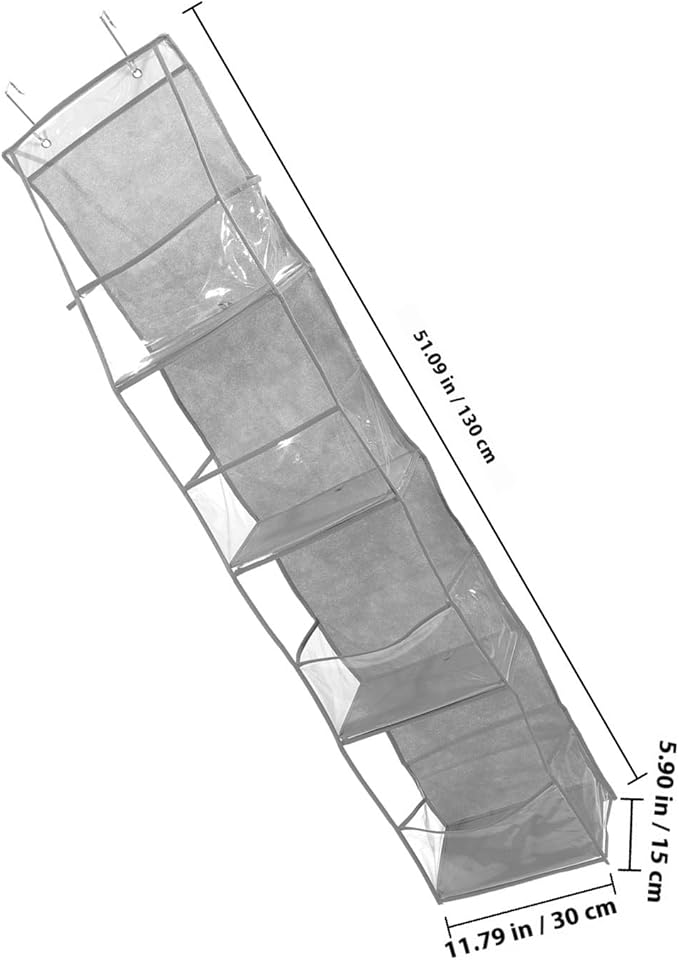 The Door Hanging Organizer 4-compartment Storage Bag Gray, Multi-layer Shoe and Accessory Holder for Bedroom Closet Door Storage