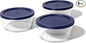 6-Piece Glass Food Storage Containers Set (3 Containers + 3 BPA-Free Lids) | 4-Cup, Leakproof | Microwave, Freezer, Oven & Dishwasher Safe | Ideal for Meal Prep & Pantry Organization, Blue