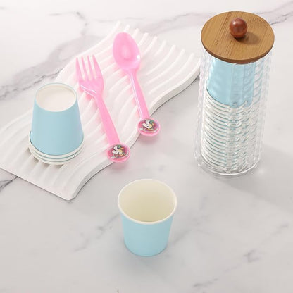 Tecbeauty Cotton Pads Holder Bathroom Storage Makeup Removers Pads Organizer, Clear Containers with Wood Lid