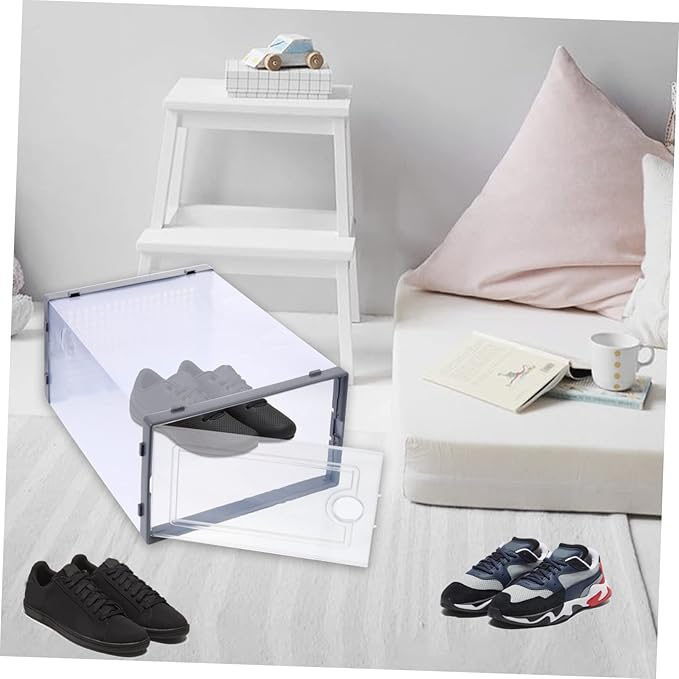 Ipetboom 2 Pcs Transparent Plastic Shoe Box Drawer Organizer PP Material Stackable Shoe Storage Container Protects Sneakers Boots for Closet Entryway