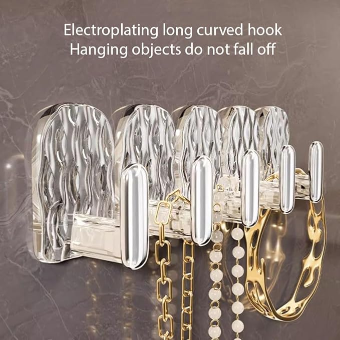 Wall Hanging Jewelry Organizer, Necklace hooks, Self adhesive Necklace Holder, Jewelry Hooks for Bracelets, Earrings and Rings (Clear-30hooks)