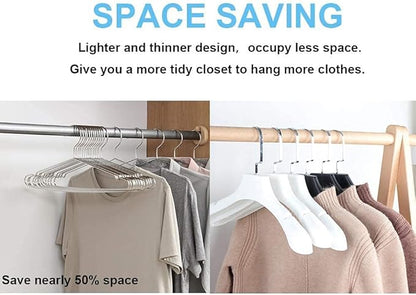 Seropy 30 Pack 16.5 Inch and 50 Pack 17.7 Inch Metal Clothes Heavy Duty Stainless Steel Coat Hangers with Anti-Slip Notch