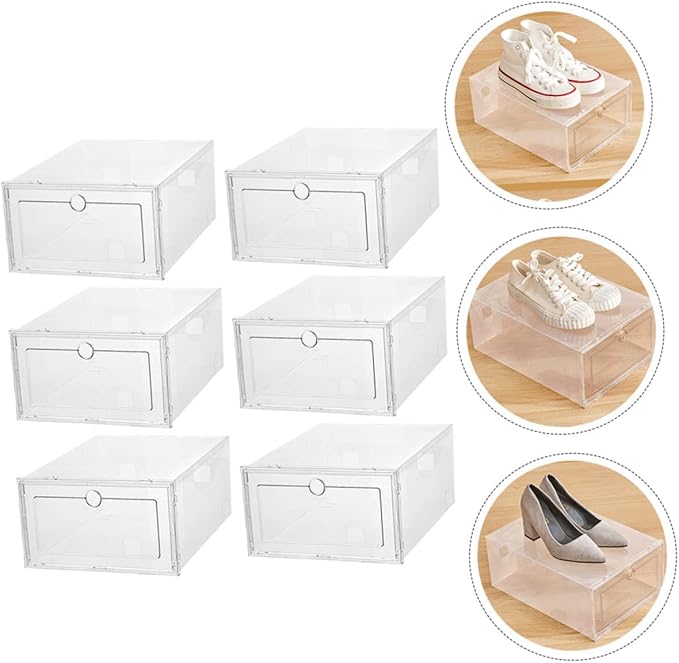 Ciieeo 6pcs Plastic Shoes Box Stackable Storage Containers for Sneakers Organizing Storage Boxes Lids